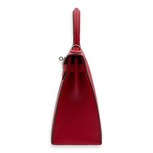 Sellier Kelly 28 Rouge casaque in Epsom, Palladium hardware