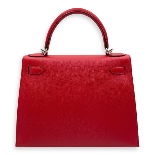 Sellier Kelly 28 Rouge casaque in Epsom, Palladium hardware