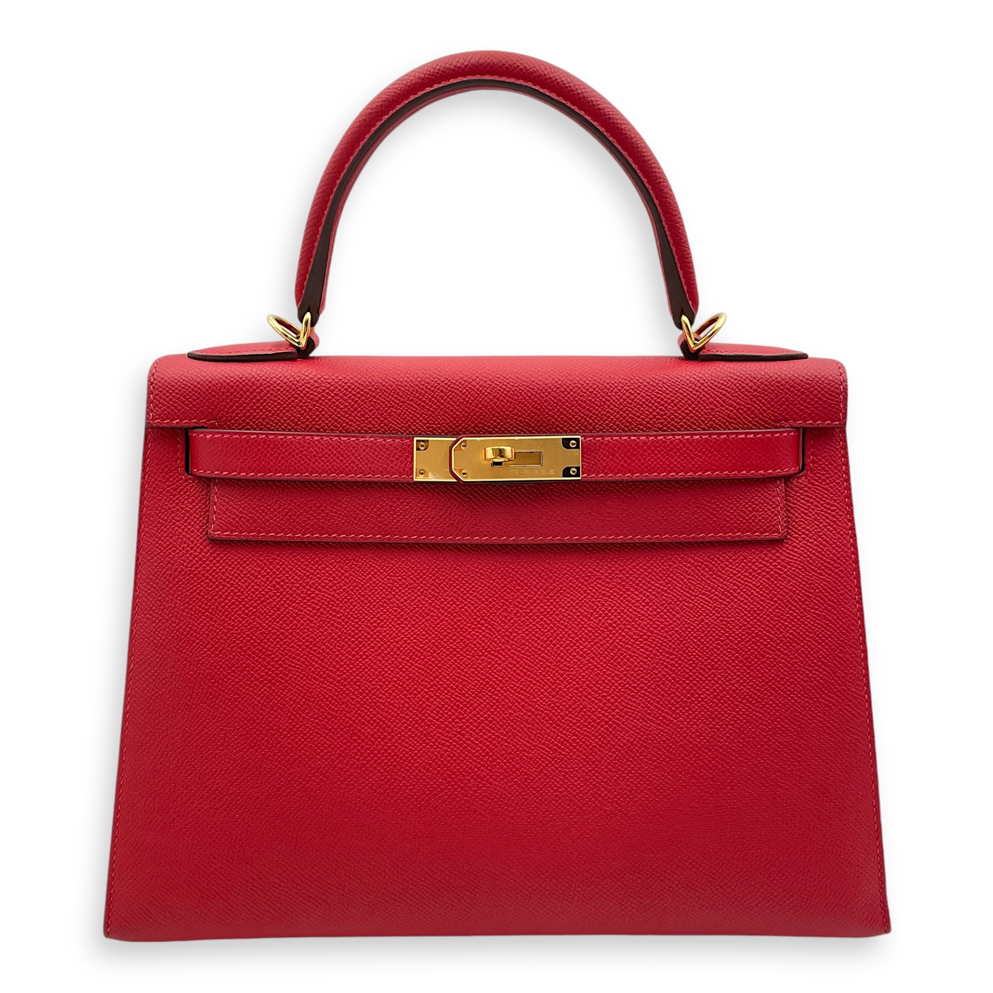 Sellier Kelly 28 Rouge Casaque in Epsom, Gold hardware