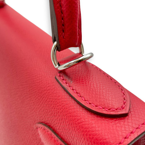 Sellier Kelly 28 Rouge casaque in Epsom, Palladium hardware