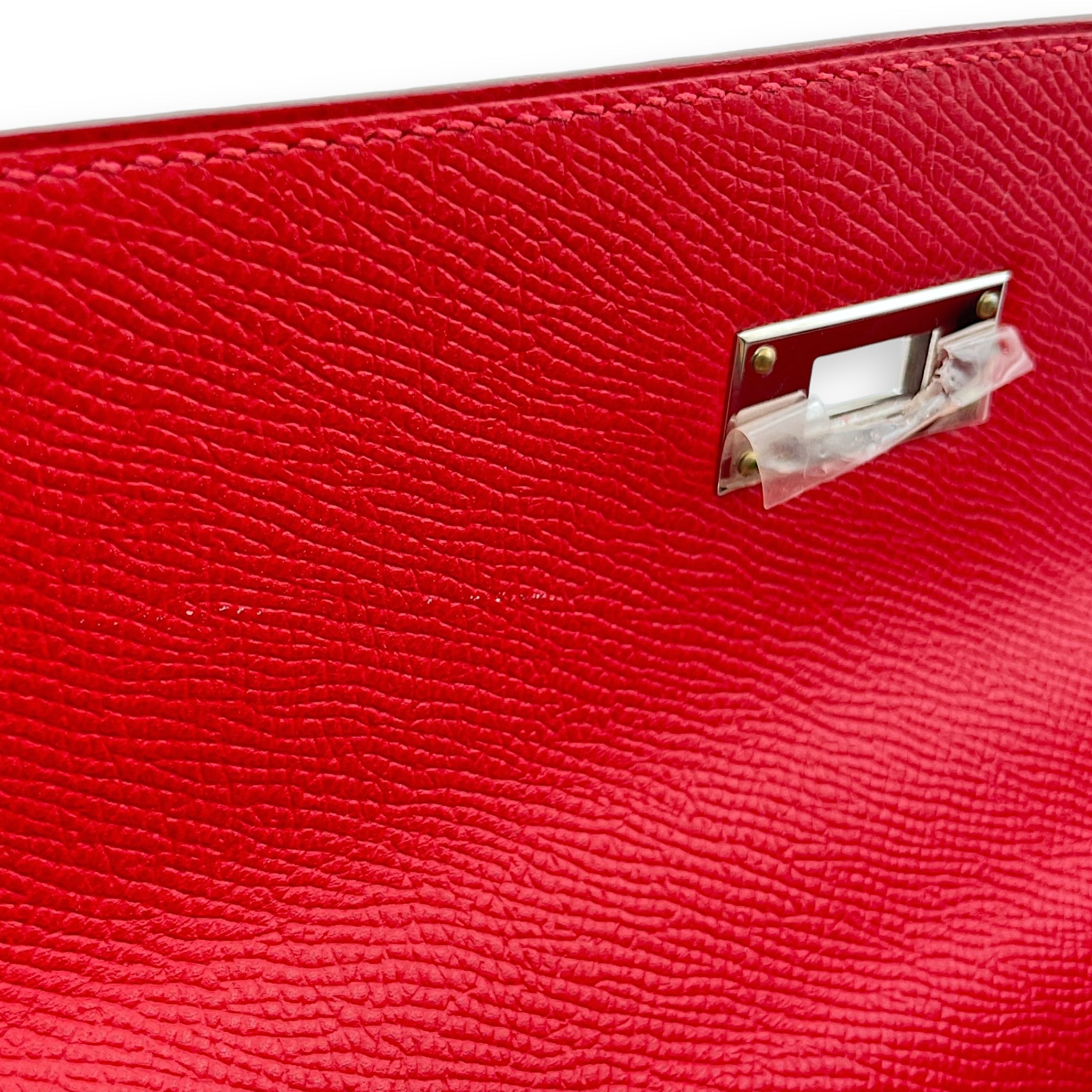 Sellier Kelly 28 Rouge casaque in Epsom, Palladium hardware