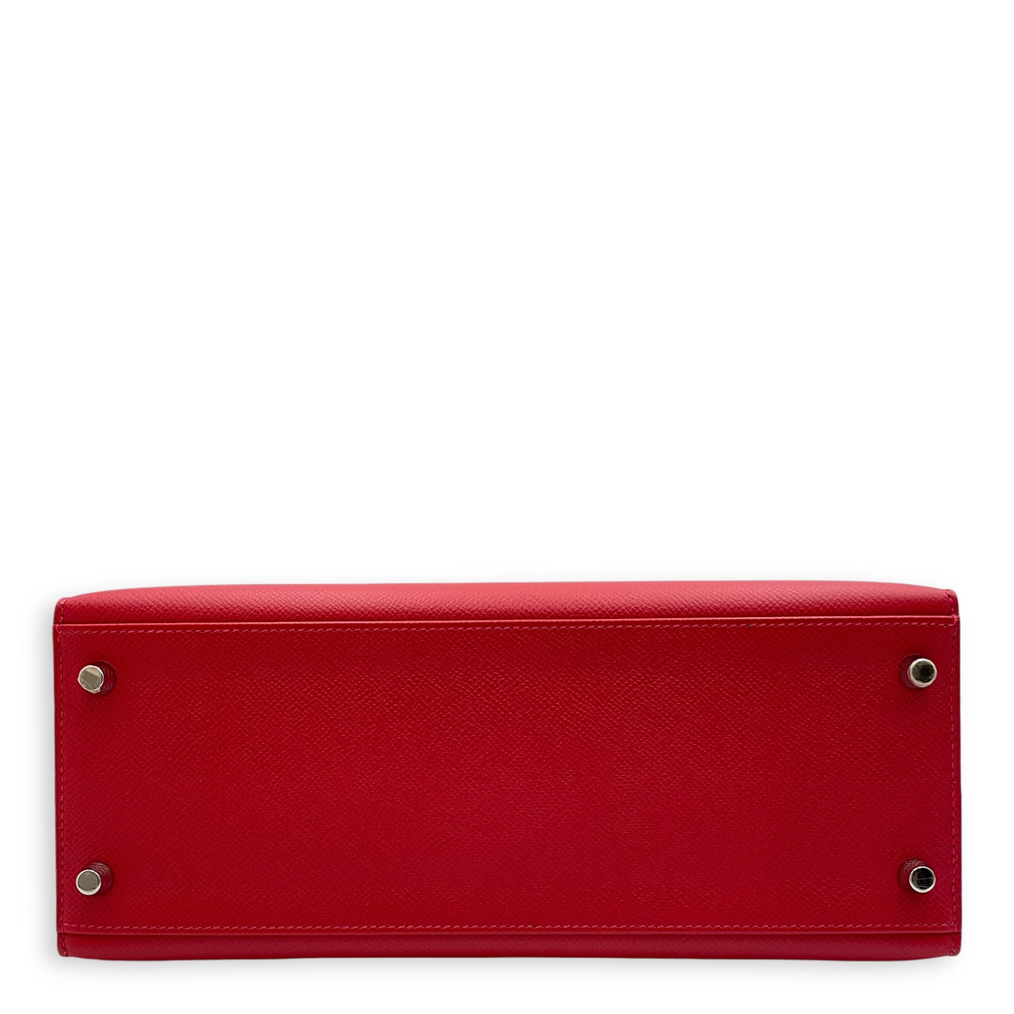 Sellier Kelly 28 Rouge casaque in Epsom, Palladium hardware