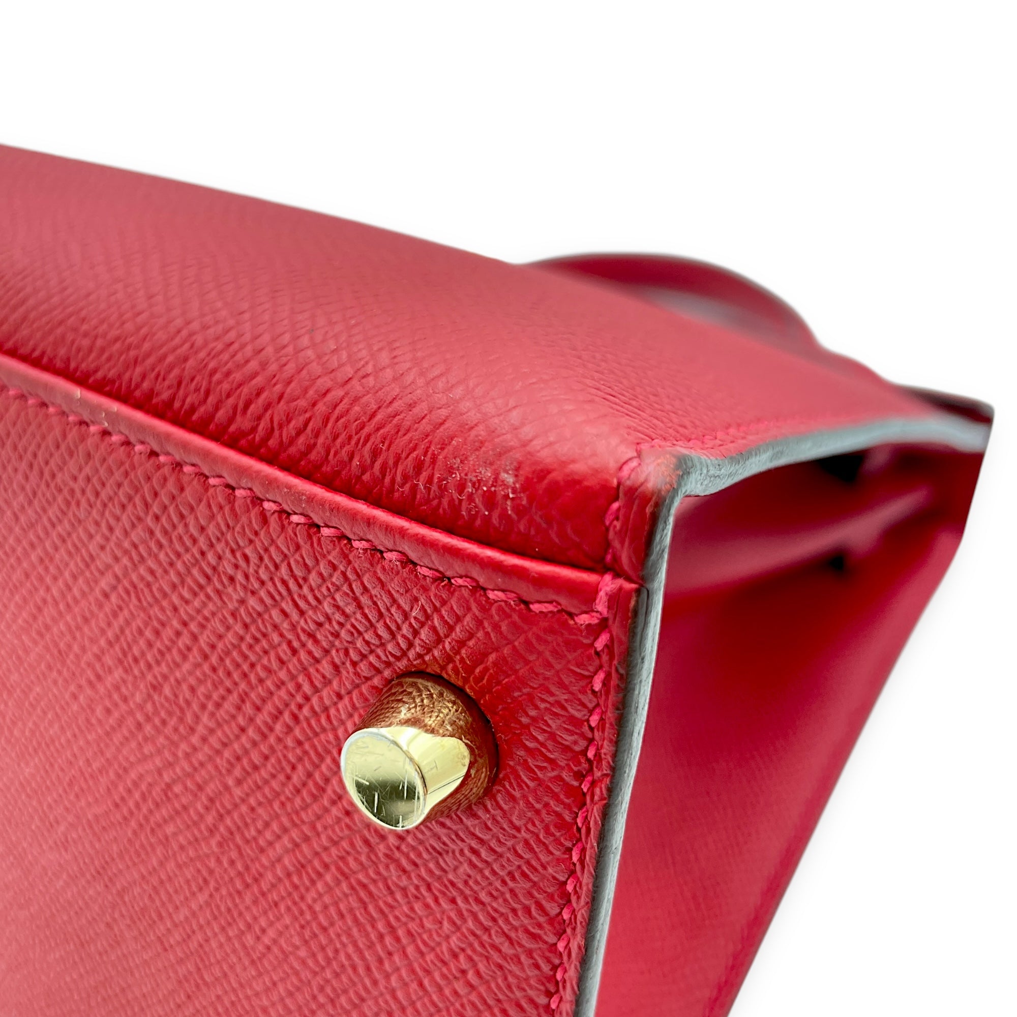 Sellier Kelly 28 Rouge Casaque in Epsom, Gold hardware