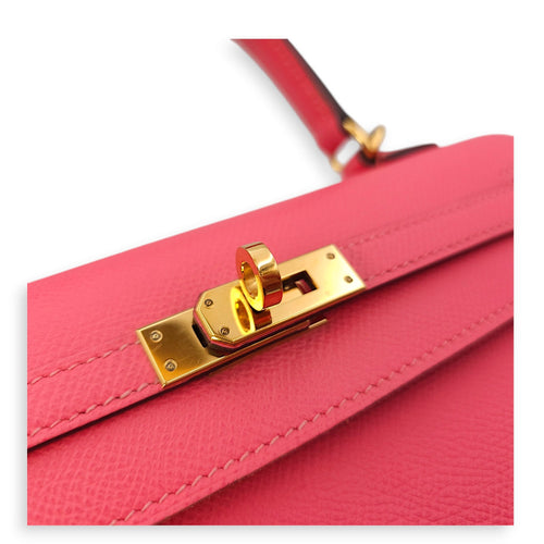 Sellier Kelly 25 Rose Azalee in Epsom Gold hardware CL2411-7380 11