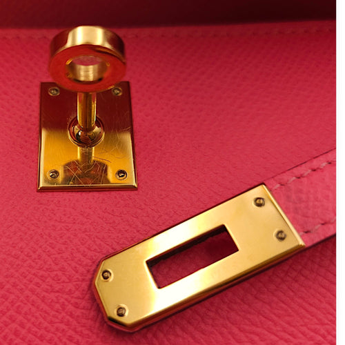 Sellier Kelly 25 Rose Azalee in Epsom Gold hardware CL2411-7380 13