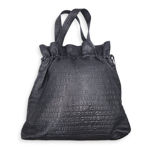 31 Rue Cambon Black Top Handle Bag in Calfskin, Silver hardware