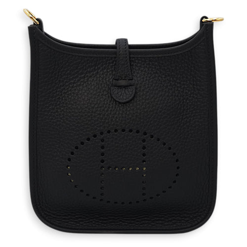 Evelyne mini Black in Clemence, Gold hardware