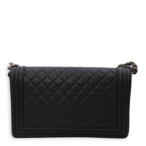 Quilted Boy New Medium 28 cm Black Shoulder Bag in Caviar Leather, RuthHW hardware