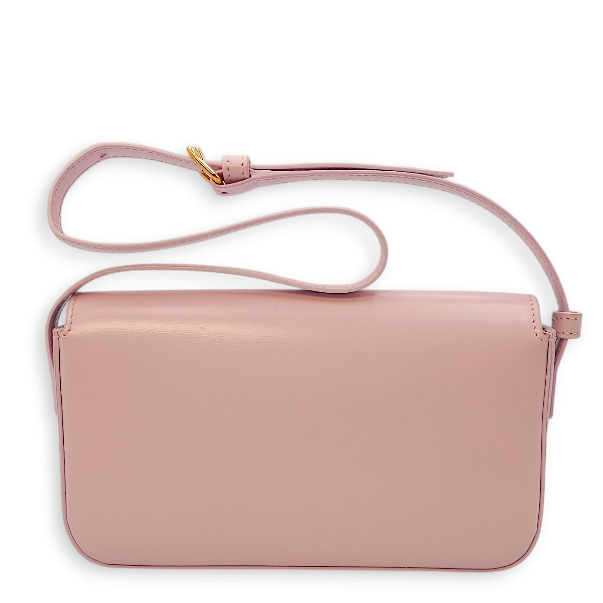 Triomphe Claude 20.5x11x4cm Pink Shoulder Bag in Box Calfskin, Gold hardware