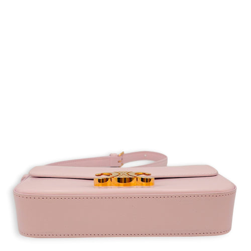 Triomphe Claude 20.5x11x4cm Pink Shoulder Bag in Box Calfskin, Gold hardware