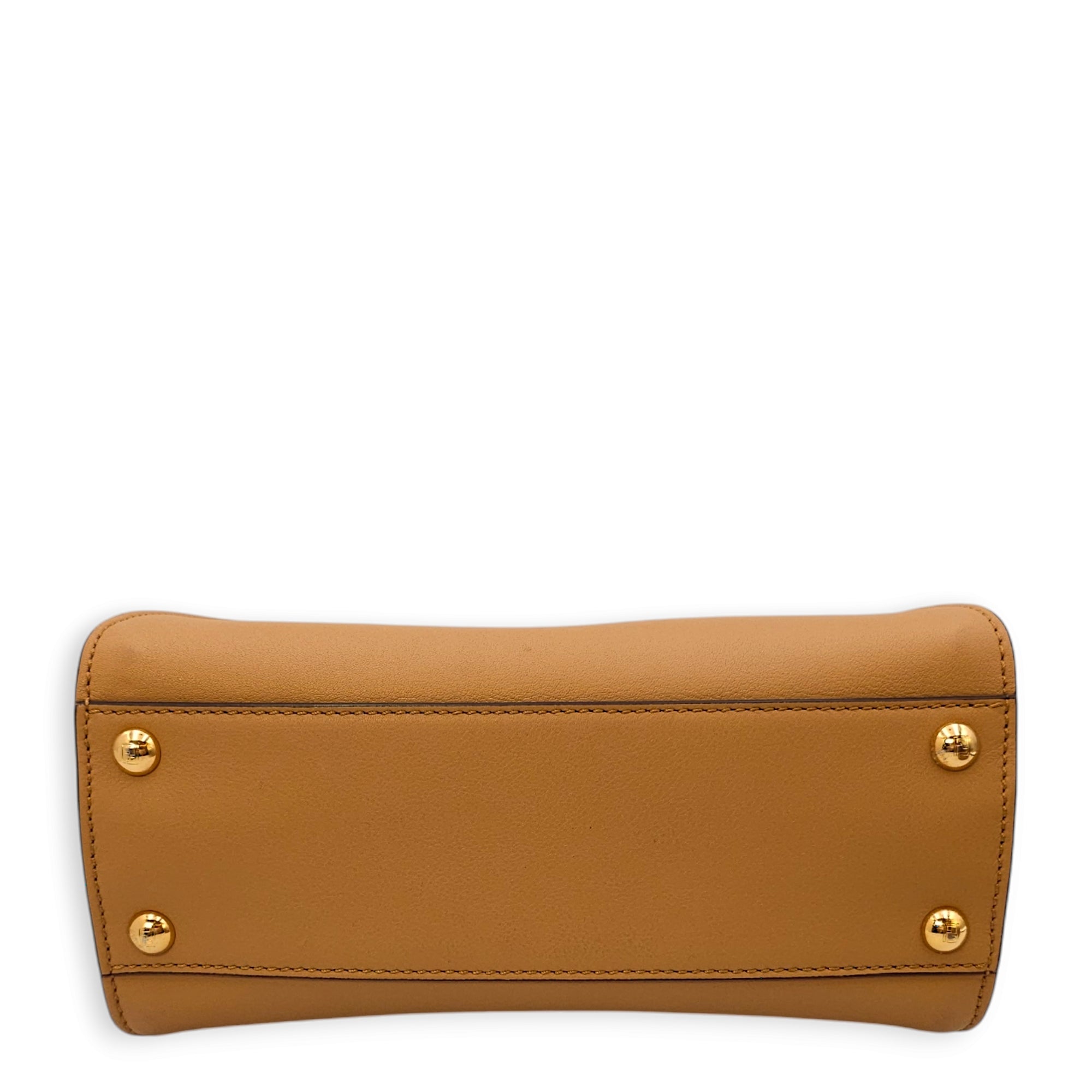 Peekaboo ISeeU Mini Dark Honey Crossbody Bag in Calfskin, Gold hardware