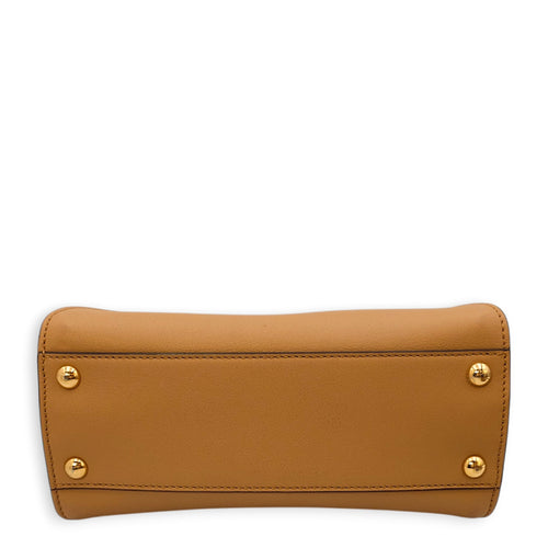 Peekaboo ISeeU Mini Dark Honey Crossbody Bag in Calfskin, Gold hardware