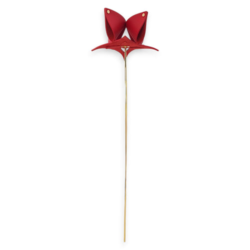 Origami Fleur Red Others in Taurillon Leather, Gold hardware