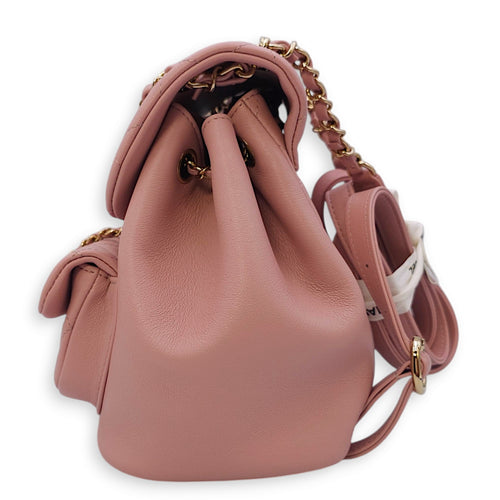 Duma Pink Backpack in Lambskin, Light Gold hardware