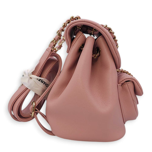 Duma Pink Backpack in Lambskin, Light Gold hardware