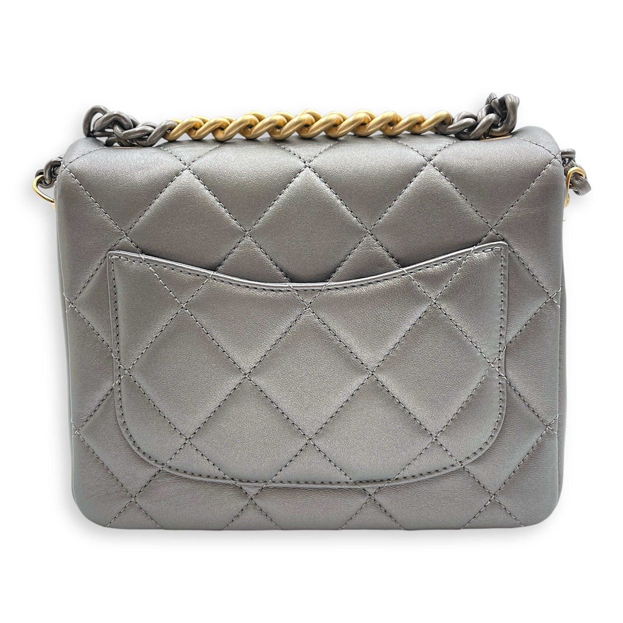 Side Note Metallic Silver Crossbody Bag in Lambskin Gold/Ruthenium hardware C105523 2