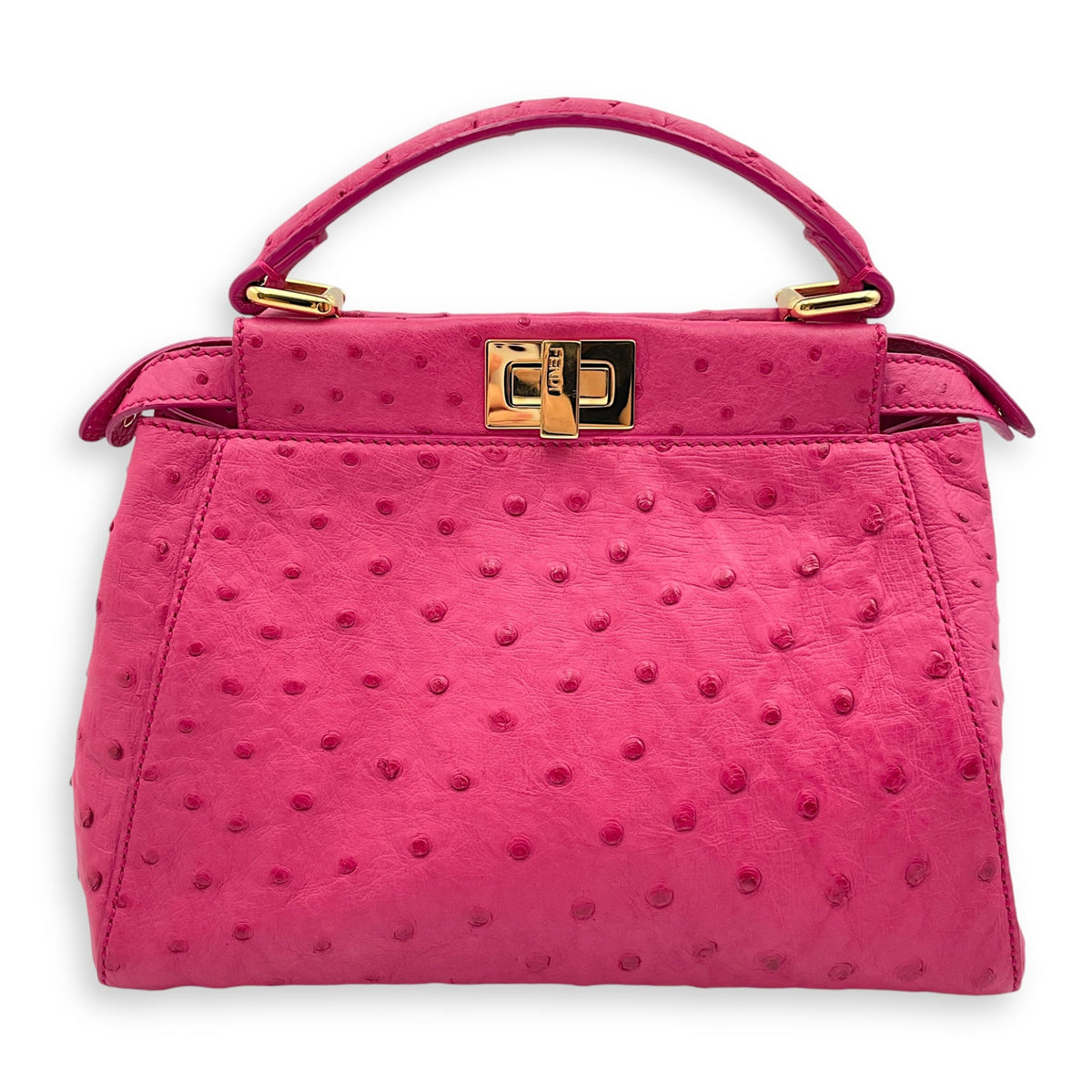 Peekaboo Mini Pink Crossbody Bag in Ostrich Gold hardware