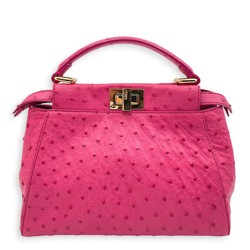Peekaboo Mini Pink Crossbody Bag in Ostrich Gold hardware CL2410-6324 1
