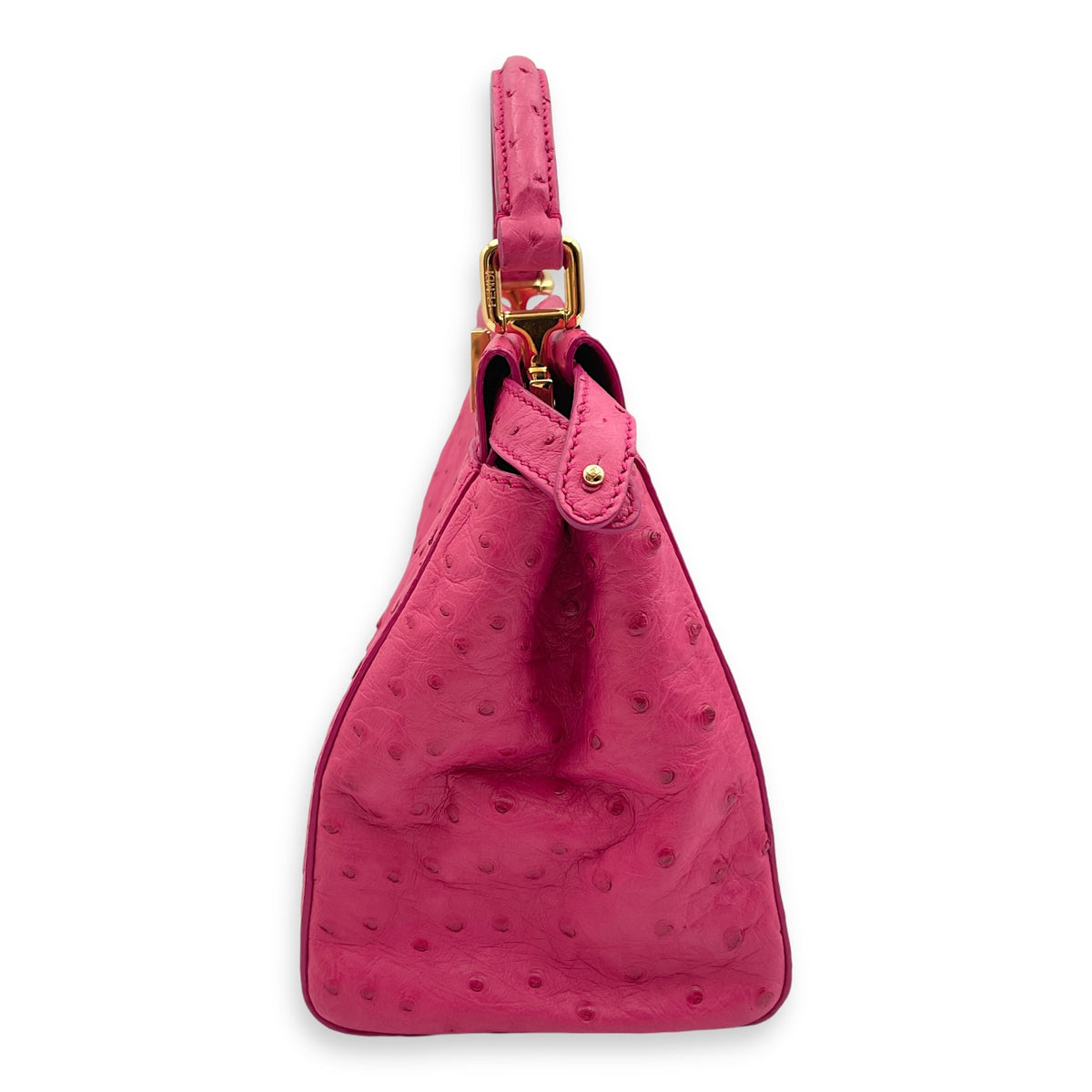 Peekaboo Mini Pink Crossbody Bag in Ostrich Gold hardware