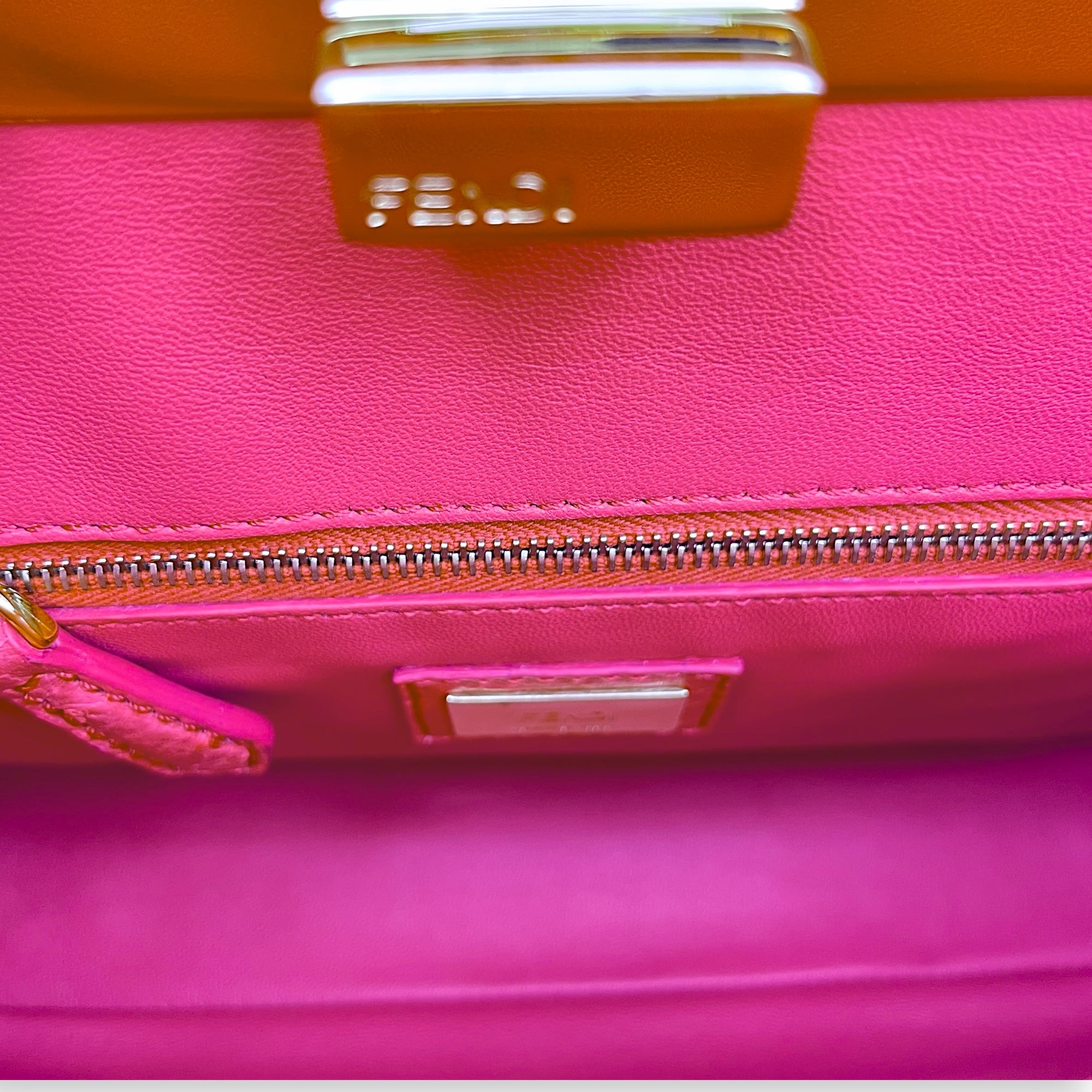 Fendi Peekaboo Mini Pink Crossbody Bag in Ostrich, Gold Fendi Peekaboo Mini Pink Crossbody Bag in Ostrich, Gold