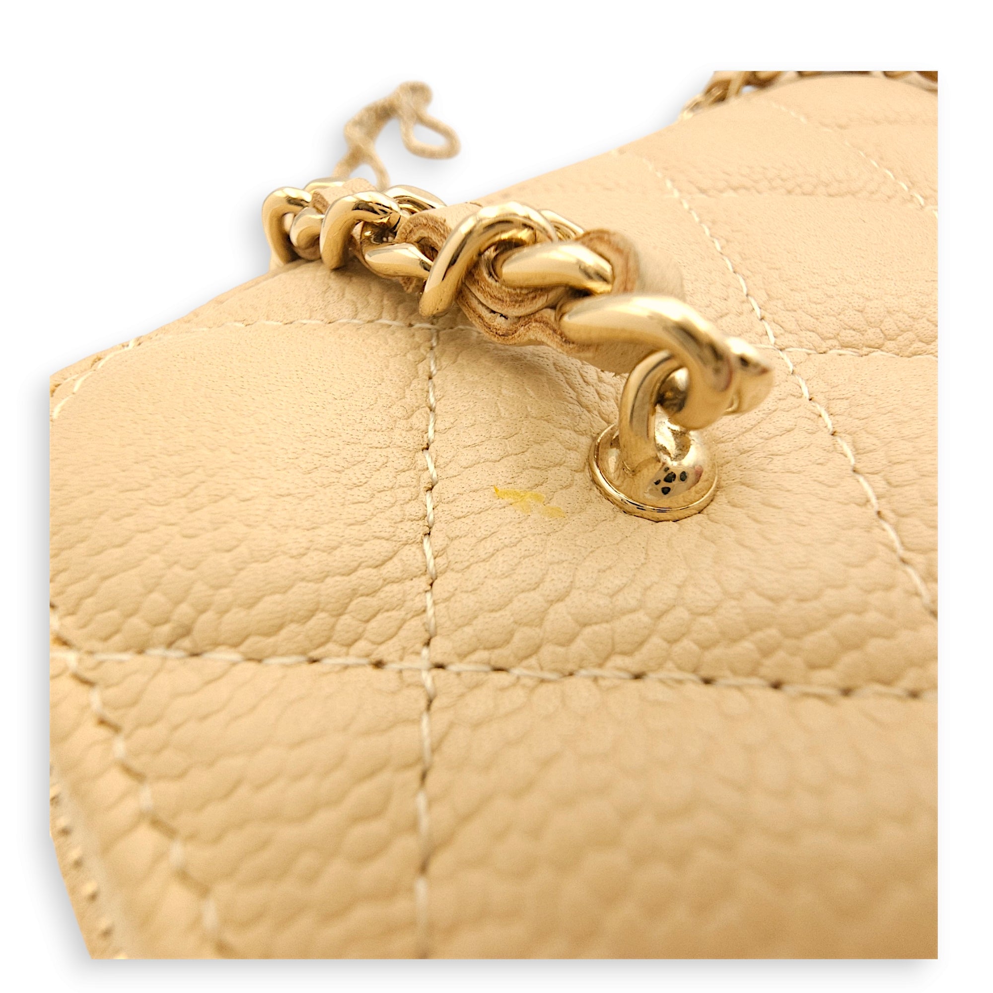 Vanity (Rectangle) with CC chain Mini Beige Vanity Bag in Caviar Leather, Gold hardware