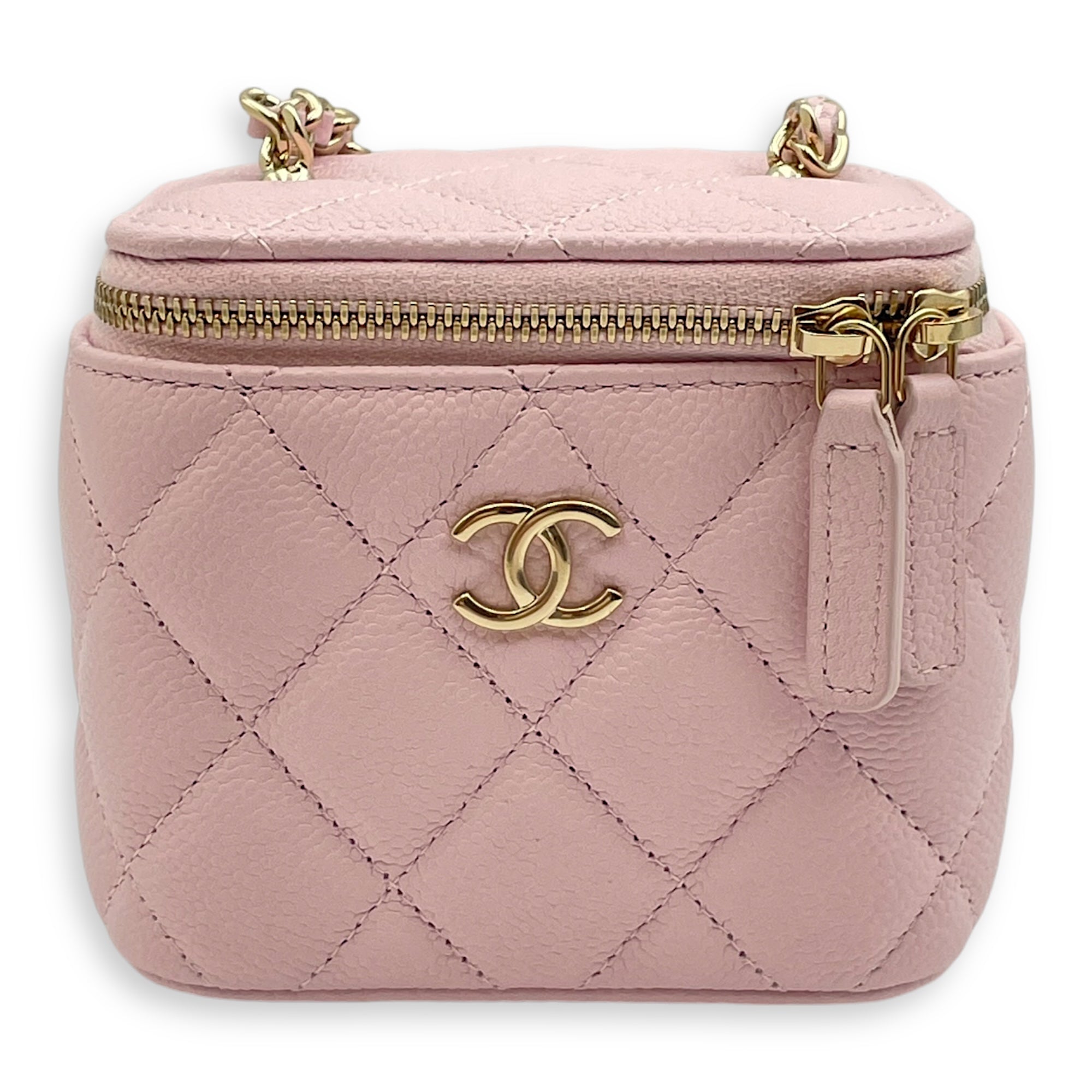 Mini Vanity with CC Chain Others Pink Vanity Bag in Caviar Leather, Light Gold hardware