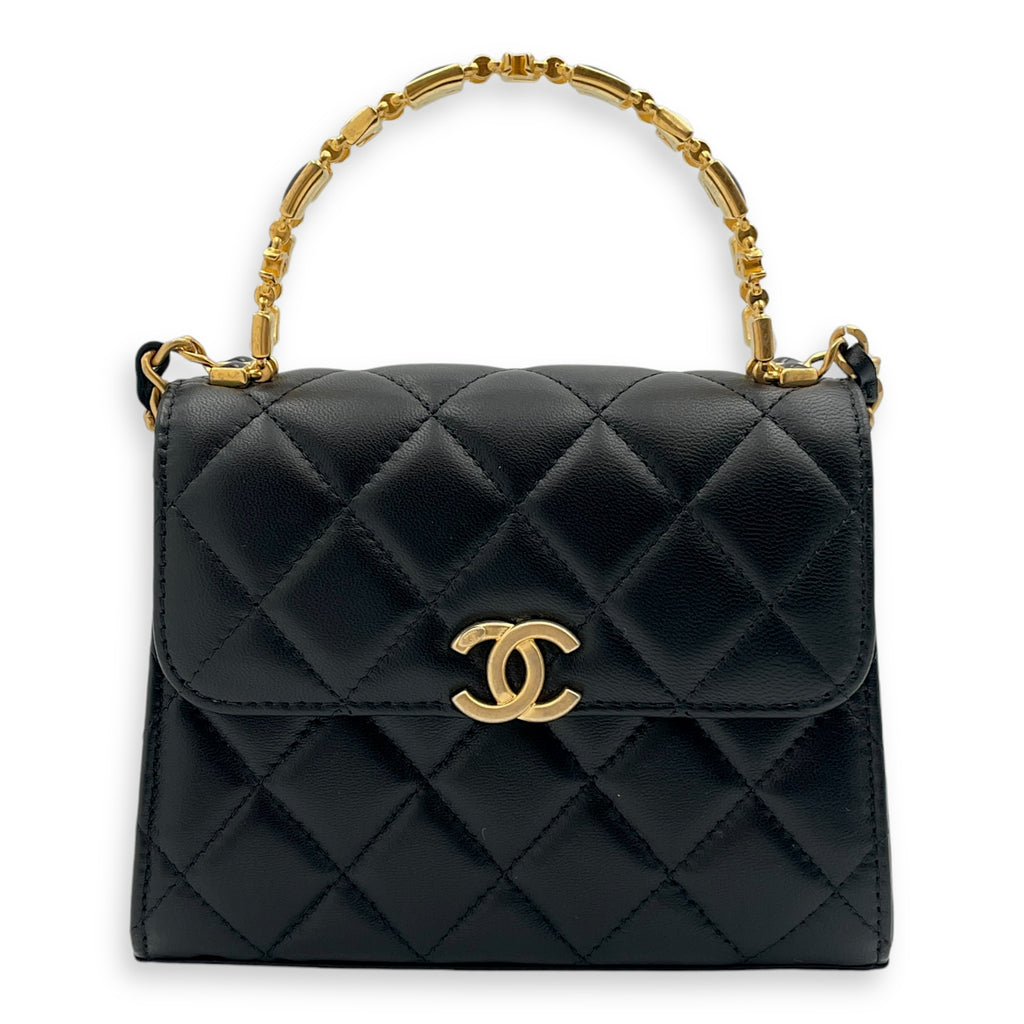 [Chanel] 正規品★25SSミニトップハンドル 金メッキCross Bag Vintage Chanel Mini CC Round Crossbody Bag Gold Lambskin