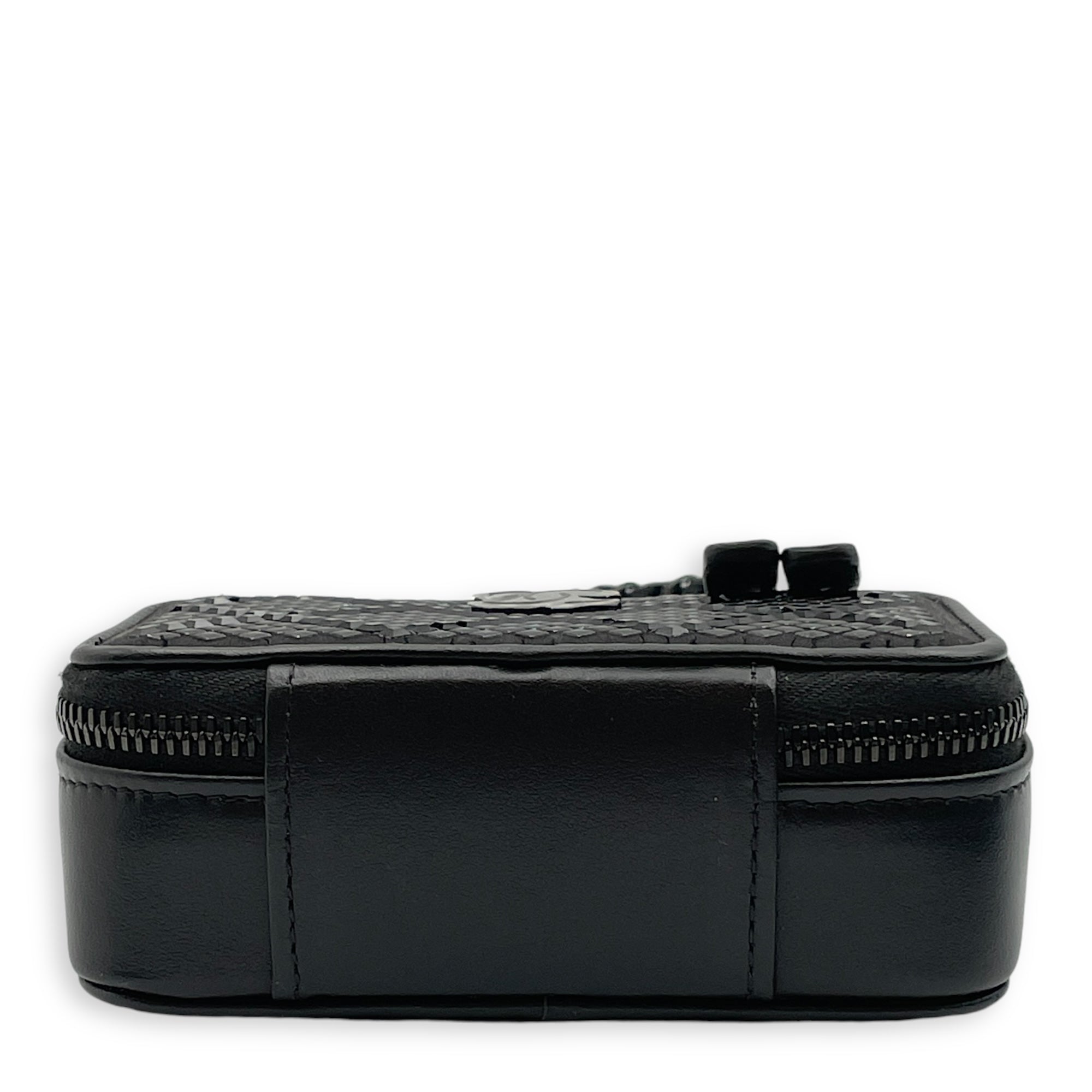 Vanity Micro Black Vanity Bag in Metal glitter, lambskin, Black chrome hardware