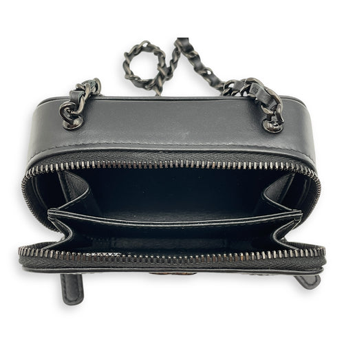 Vanity Micro Black Vanity Bag in Metal glitter, lambskin, Black chrome hardware