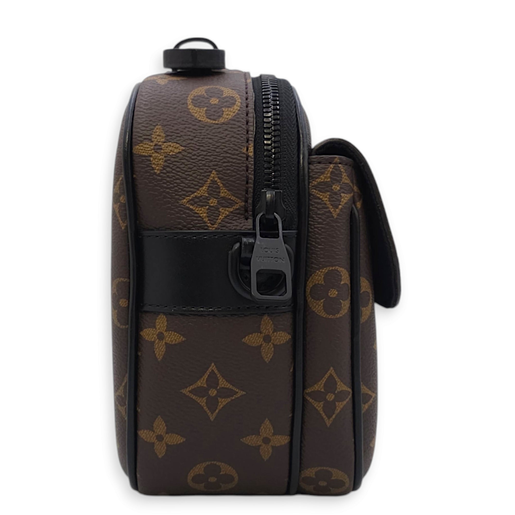 SLock Messenger Others Monogram Macassar Crossbody Bag in Calf, Canvas, Black powder coated hardware