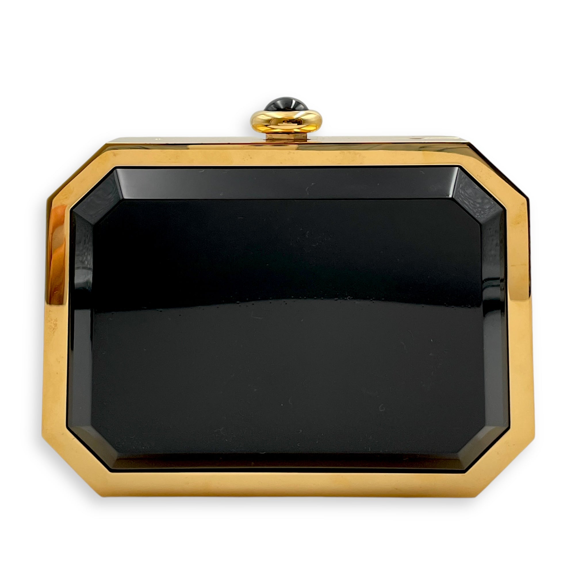 Minaudiere Vanity Case Gold Crossbody Bag in Plexiglass, Gold hardware