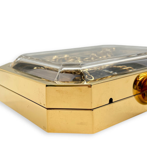 Minaudiere Vanity Case Gold Crossbody Bag in Plexiglass, Gold hardware