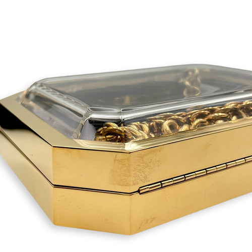 Minaudiere Vanity Case Gold Crossbody Bag in Plexiglass, Gold hardware