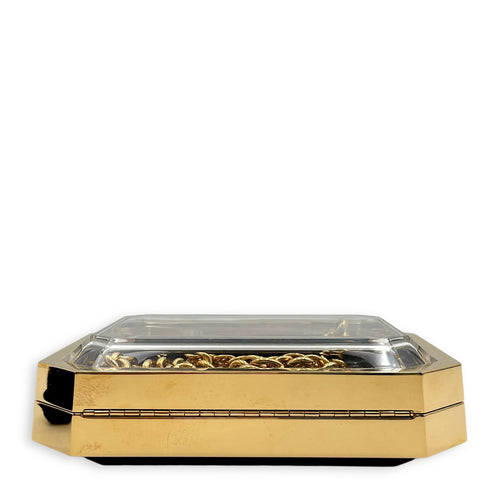 Minaudiere Vanity Case Gold Crossbody Bag in Plexiglass, Gold hardware