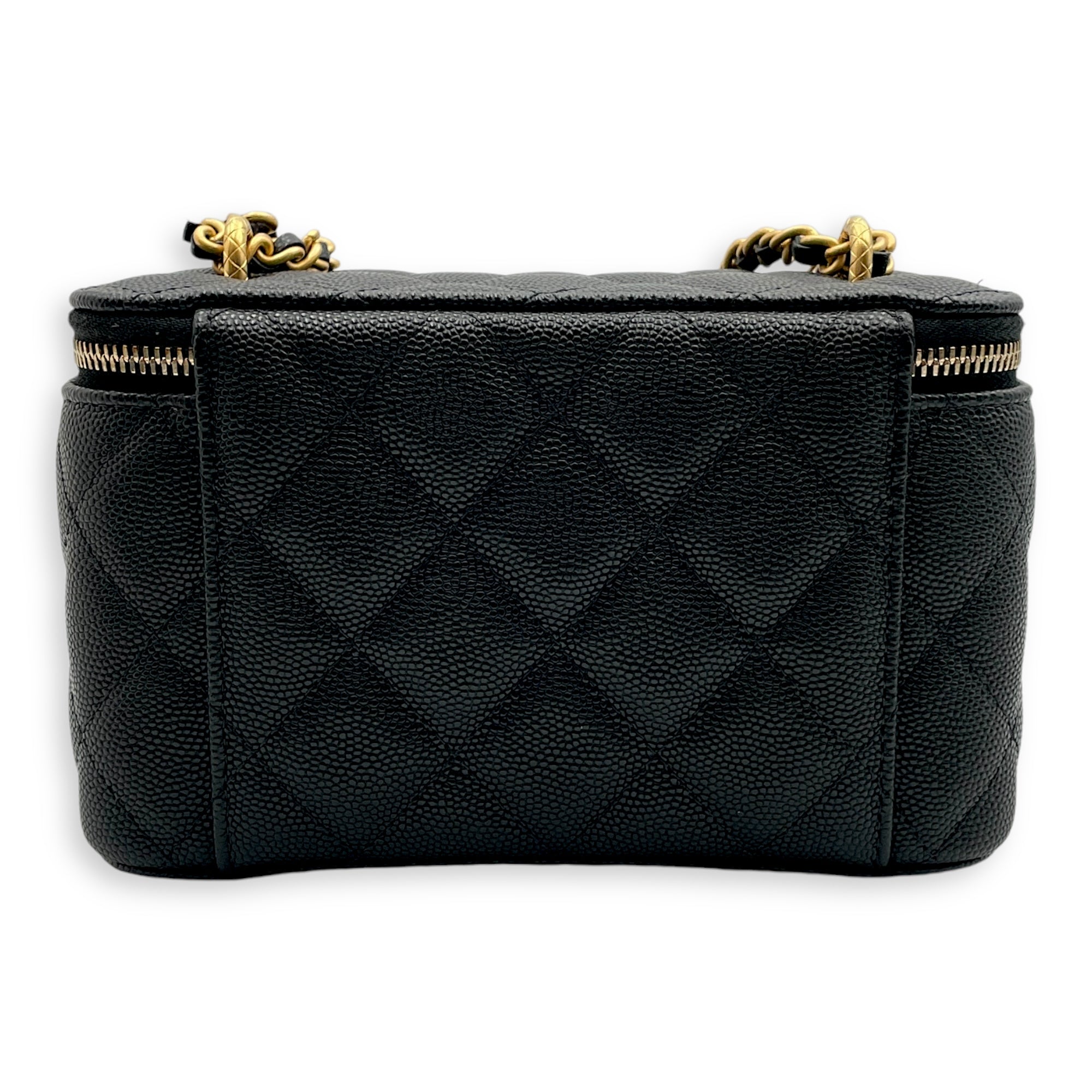 Vanity Rectangle with AirPod Case Mini Black Crossbody Bag in Caviar Leather, Gold hardware