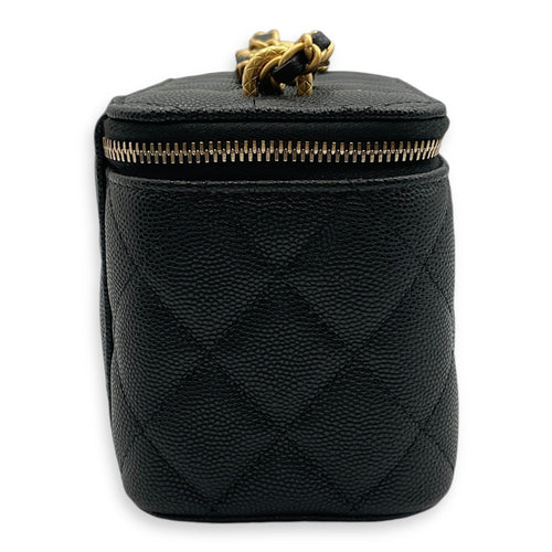 Vanity Rectangle with AirPod Case Mini Black Crossbody Bag in Caviar Leather, Gold hardware