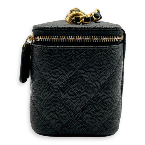 Vanity Rectangle with AirPod Case Mini Black Crossbody Bag in Caviar Leather, Gold hardware