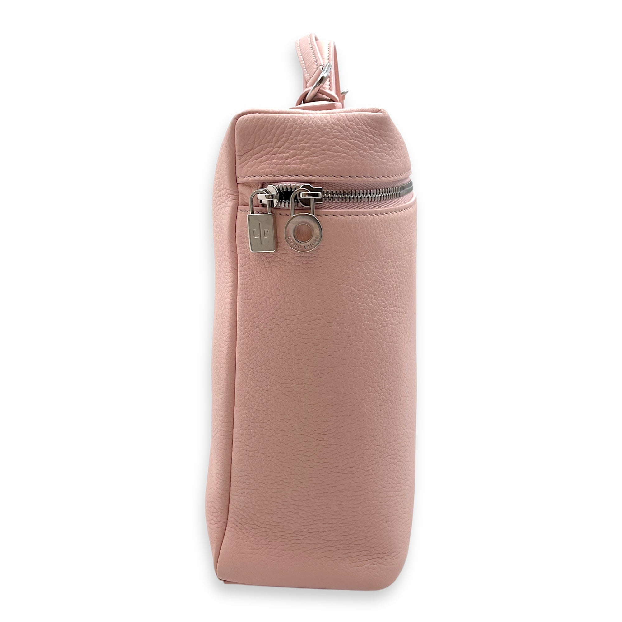 Extra Pocket L23.5 Pink Backpack in Calfskin, Silver hardware