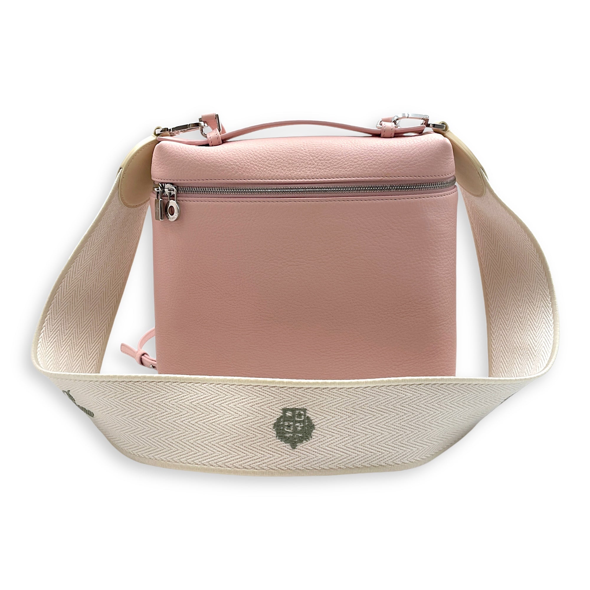 Extra Pocket L23.5 Pink Backpack in Calfskin, Silver hardware