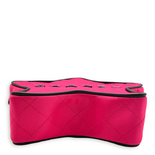 Star Hot Pink/Black Crossbody Bag in Satin/Calfskin, Black Chrome hardware