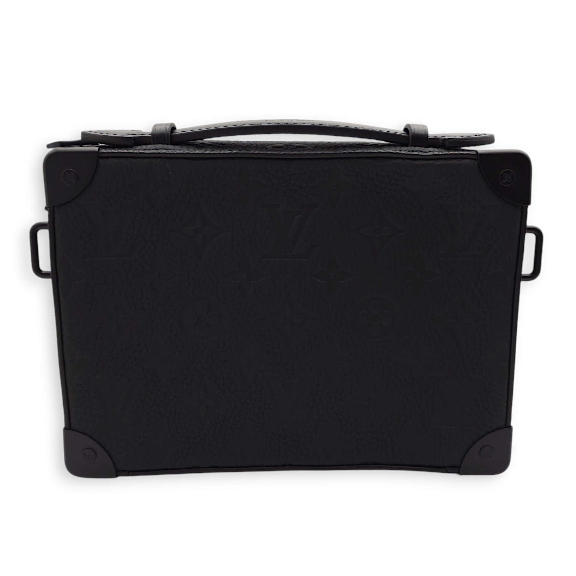 Handle Soft Trunk 21.5x15x7cm Black Crossbody Bag in Taurillon Leather, Lacquered Metal hardware