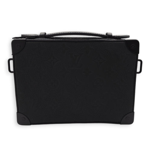 Handle Soft Trunk 21.5x15x7cm Black Crossbody Bag in Taurillon Leather, Lacquered Metal hardware