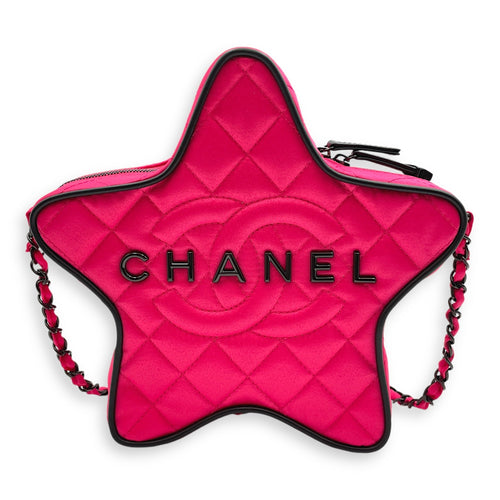 Star Others Hot Pink/Black Crossbody Bag in Satin/Calfskin Black Chrome hardware CL2411-7576 1
