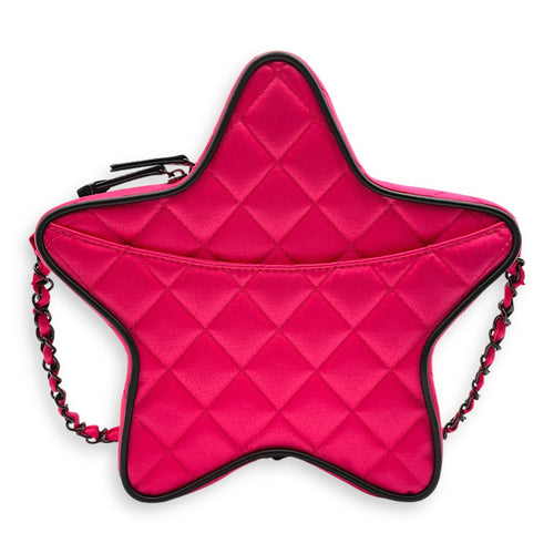 Star Others Hot Pink/Black Crossbody Bag in Satin/Calfskin Black Chrome hardware CL2411-7576 2