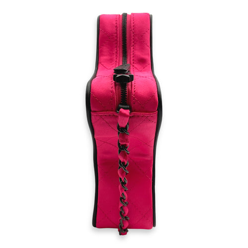 Star Hot Pink/Black Crossbody Bag in Satin/Calfskin, Black Chrome hardware