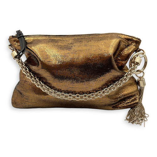 Metallic Lizard Print Bag with Tassel 26x17x4cm Gold Top Handle Bag in Sequins/Satin Lining, Gold hardware