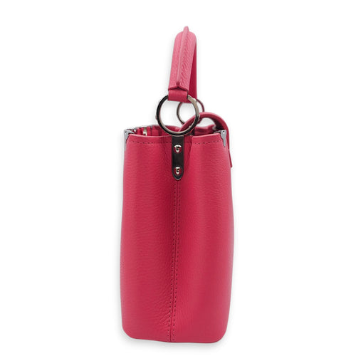 Capucines BB Pink Top Handle Bag in Taurillon Leather, Silver hardware