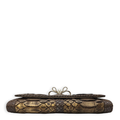 Sweet Charity Bronze Clutch in Python Leather, Silver hardware