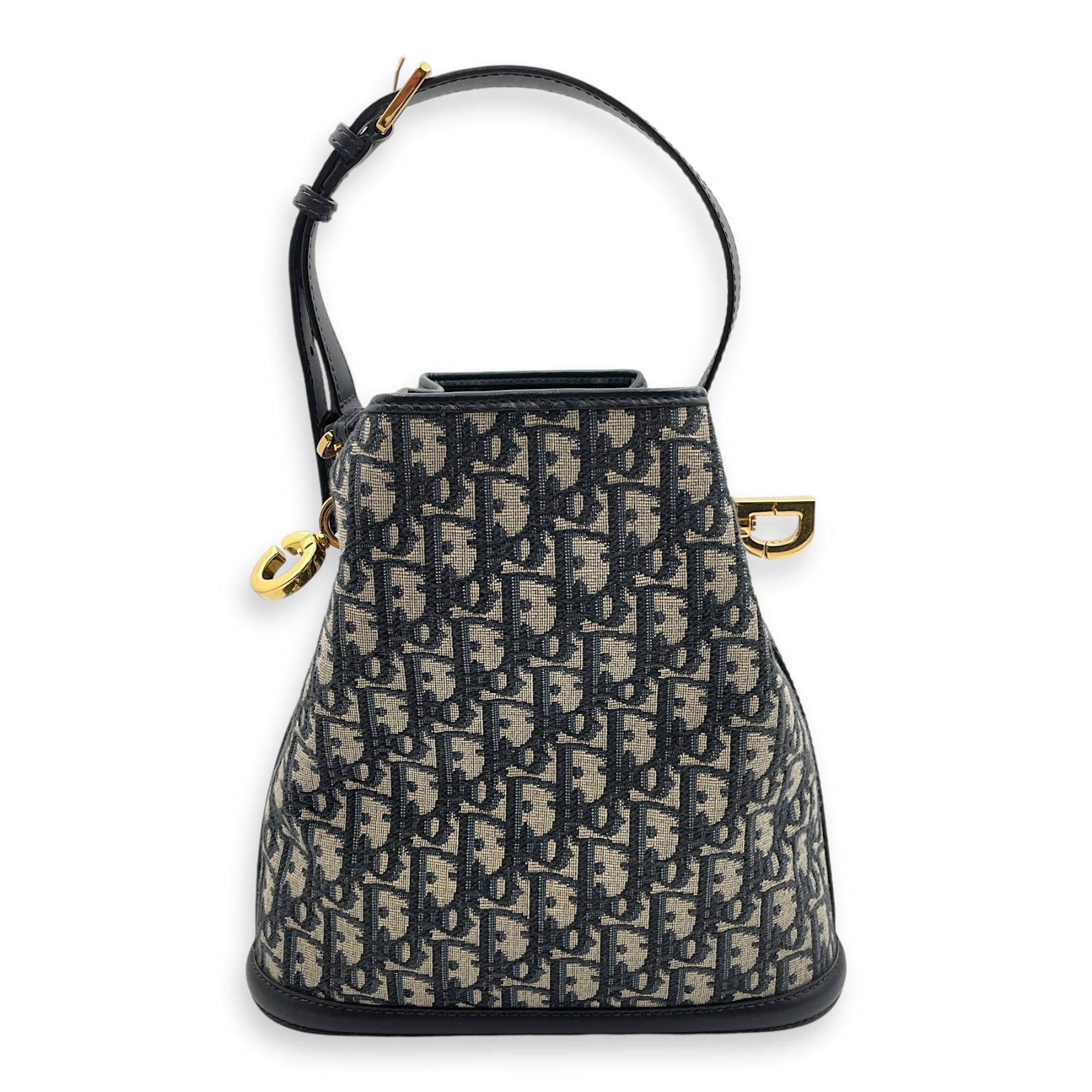 C’est Medium Blue Oblique Bucket Bag in Jacquard/Calf, Gold hardware