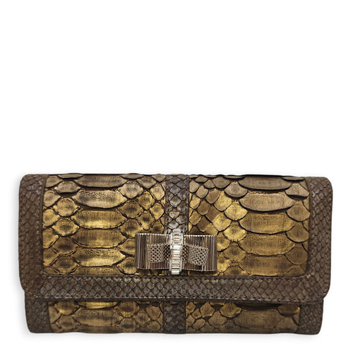 Sweet Charity Bronze Clutch in Python Leather, Silver hardware